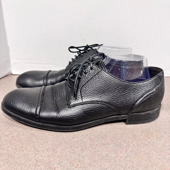 Ermenegildo Zegna Black Siena Flex Captoe Deerskin Derby Size 9 Dress Shoe Italy main image 4